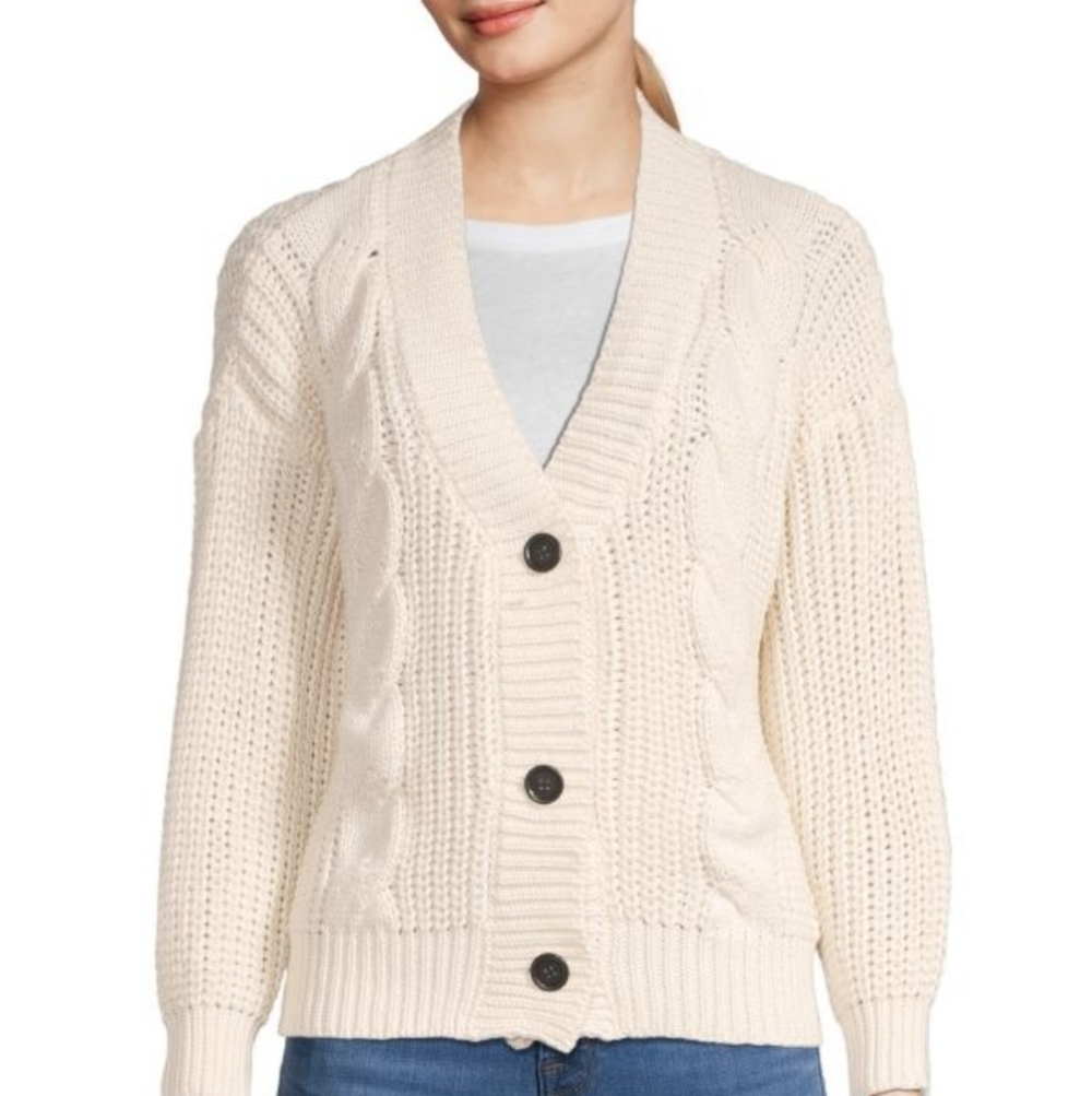 HL Affair cable knit chunky button down cardigan sz S